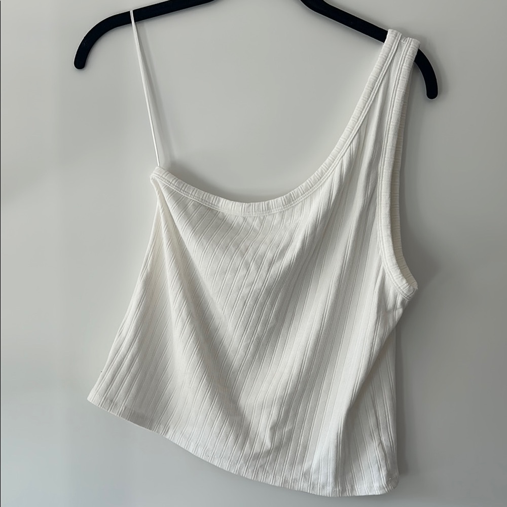 White Ribbed women’s crop top